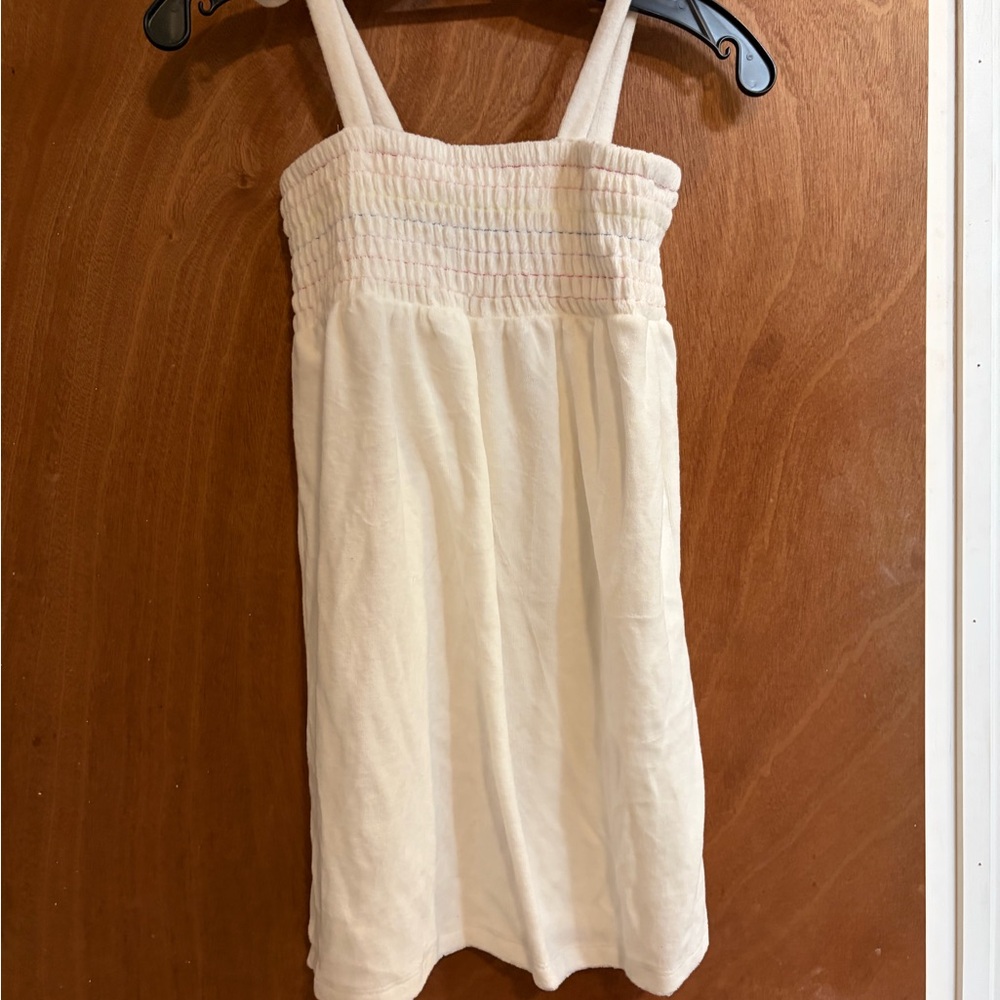 White Smocked Bodice Sundress Terry cloth swim Cover up size 8 by Cat & Jack